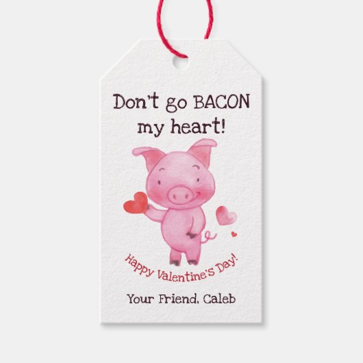 水彩豚バレンタインギフトラベル ギフトタグ (正面)