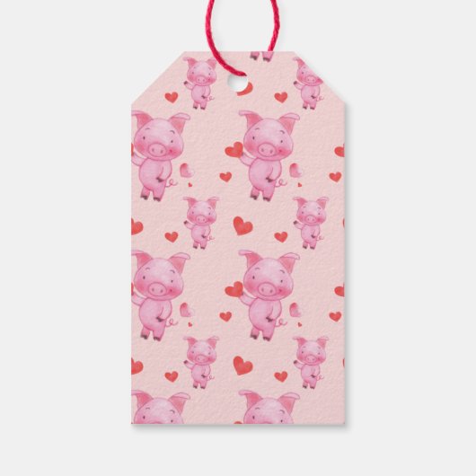 水彩豚バレンタインギフトラベル ギフトタグ (裏面)