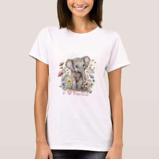 水彩象が大好き Tシャツ (正面)