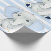 水彩象と青い赤ストライプちゃんシャワー ラッピングペーパー (角)