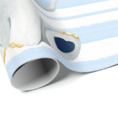 水彩象と青い赤ストライプちゃんシャワー ラッピングペーパー (ロールコーナー)