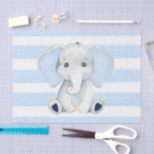 水彩象と青い赤ストライプちゃんシャワー 薄葉紙 (クラフト)