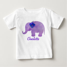 水彩象のハイビスカス カスタマイズ可能 ベビーTシャツ