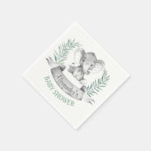 水彩象のベビーシャワー スタンダードカクテルナプキン (角)