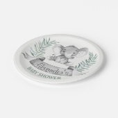 水彩象のベビーシャワー ペーパープレート (アングル)