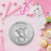 水彩象のベビーシャワー ペーパープレート (パーティー)