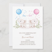 水彩象の性別が少年または少女を明らかにする 招待状 (正面)