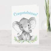 水彩象の男の子おめでとう カード (正面)