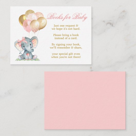 水彩象の船首バルーンブックベビー エンクロージャーカード (正面/裏面)