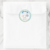 水彩象の赤ちゃんシャワー,男の子,シール ラウンドシール (バッグ)