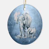 水彩象の野生動物自然動物アートCe セラミックオーナメント (左)