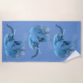 水彩象アート動物アート ビーチタオル (正面)