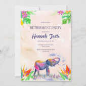 水彩象カラフル除パーティー 招待状 (正面)