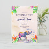 水彩象カラフル除パーティー 招待状 (スタンド正面)