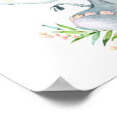 水彩象ガールベビーシャワーバナー ポスター (角)