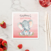 水彩象ガールベビーシャワー スタンダードカクテルナプキン (インサイチュ)