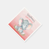 水彩象ガールベビーシャワー スタンダードカクテルナプキン (角)