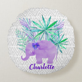 水彩象ジャングルシボリ初期の ラウンドクッション