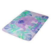 水彩象ジャングルトロピカルモンステラの葉 バスマット (アングル)