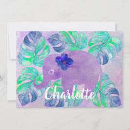 水彩象ジャングルトロピカルモンステラの葉 招待状