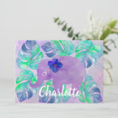 水彩象ジャングルトロピカルモンステラの葉 招待状 (スタンド正面)