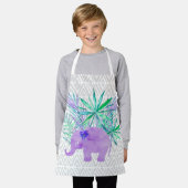 水彩象ジャングルトロピカル葉 エプロン (着用した状態)