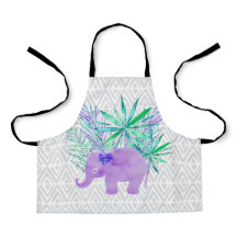 水彩象ジャングルトロピカル葉