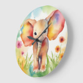 水彩象セーレカラフルン ラージ壁時計 (傾斜)