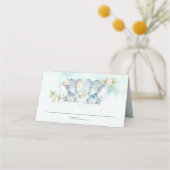 水彩象ツインズボーイガールベビーシャワー プレイスカード (裏面)