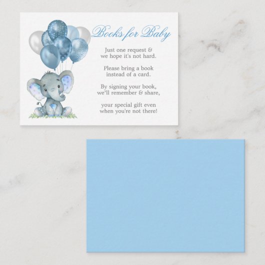 水彩象バルーン青本ベビー エンクロージャーカード (正面/裏面)