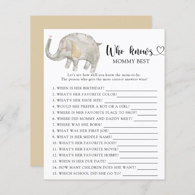 水彩象バルーン – 誰がママを知っ最高のた (正面/裏面)