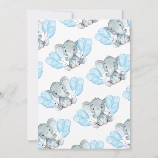水彩象ベビーシャワー招待状 招待状 (裏面)