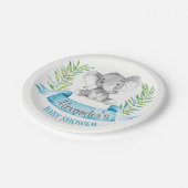 水彩象ボーイベビーシャワー ペーパープレート (アングル)