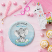 水彩象ボーイベビーシャワー ペーパープレート (パーティー)