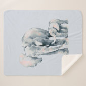 水彩象ママ&カーフ動物の野生動物アート シェルパブランケット (正面(横))