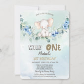  水彩象ローズの葉 1st  招待状 (正面)