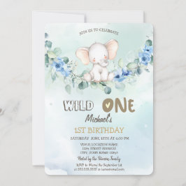 水彩象ローズの葉 1st 招待状