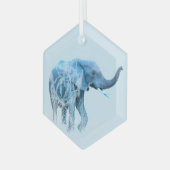 水彩象ワイルドライフアニマル自然アート ガラスオーナメント (正面左)