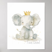 水彩象子供部屋ウォールアート ポスター (正面)