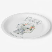 水彩象小ピーナッツ誕生パーティー ペーパープレート (アングル)