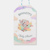 水彩象飛行機ベビーシャワーギフトタグ ギフトタグ (裏面)