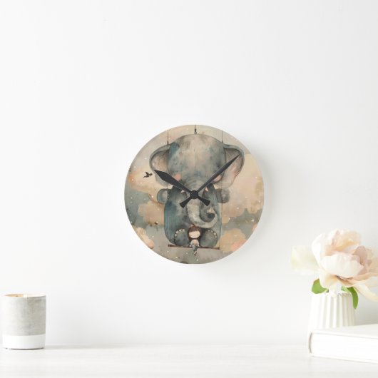 「水彩象」 ラウンド壁時計 (ホーム)