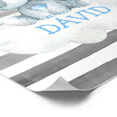 水彩象ZOOジャングルかわいいベビー名 ポスター (角)