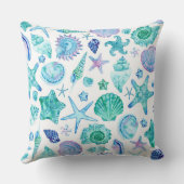 水彩貝殻とヒトデモノグラムの クッション (裏面)
