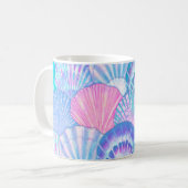 水彩貝殻シームレスパターン。手書き コーヒーマグカップ (正面左)