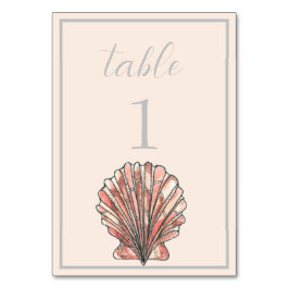 水彩貝殻ビーチ結婚式表番号 テーブルナンバー