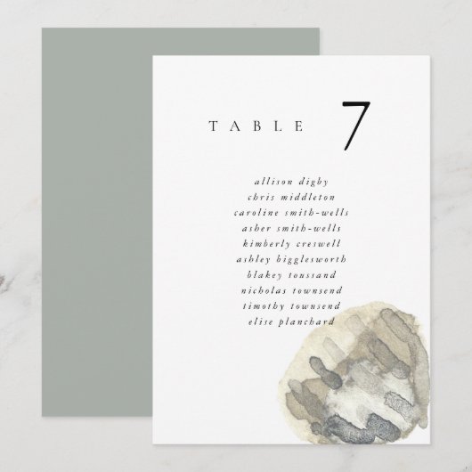 水彩貝殻ビーチ 5x7" ウェディング席次表 (正面/裏面)