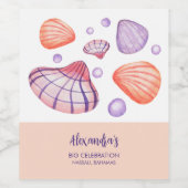 水彩貝殻ラベルセット（フード＆ドリンク用） ワインラベル (シングルラベル)