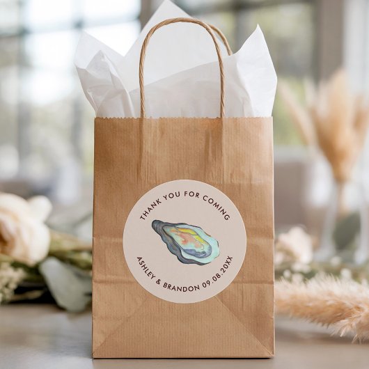 水彩貝殻ラベル, 海岸・海辺のウェディング ラウンドシール