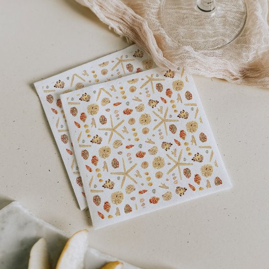 水彩貝殻 スタンダードカクテルナプキン